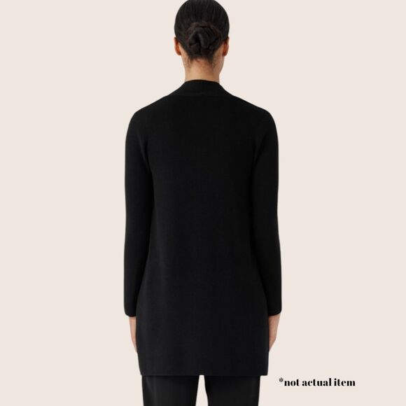 🩶 EILEEN FISHER FINE MERINO REGENERATIVE WOOL CARDIGAN DARK GRAY SMALL - Picture 7 of 11